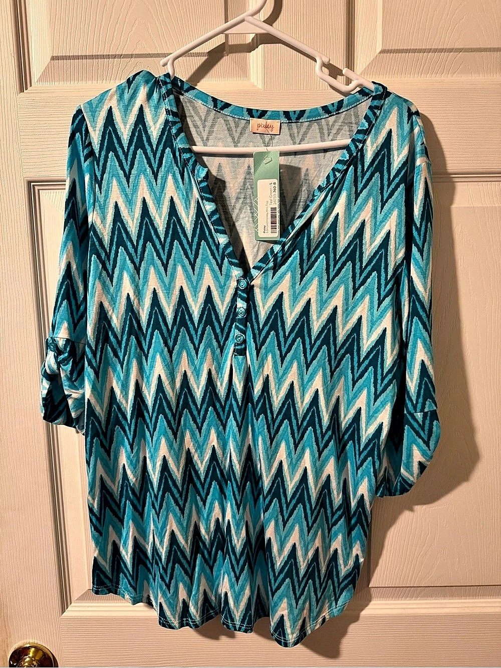 Pixley Geometric Tunic in Blue & White Size Small